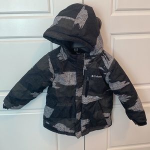 Toddler Boys Columbia 3T Hooded Winter Coat Black/Grey Print